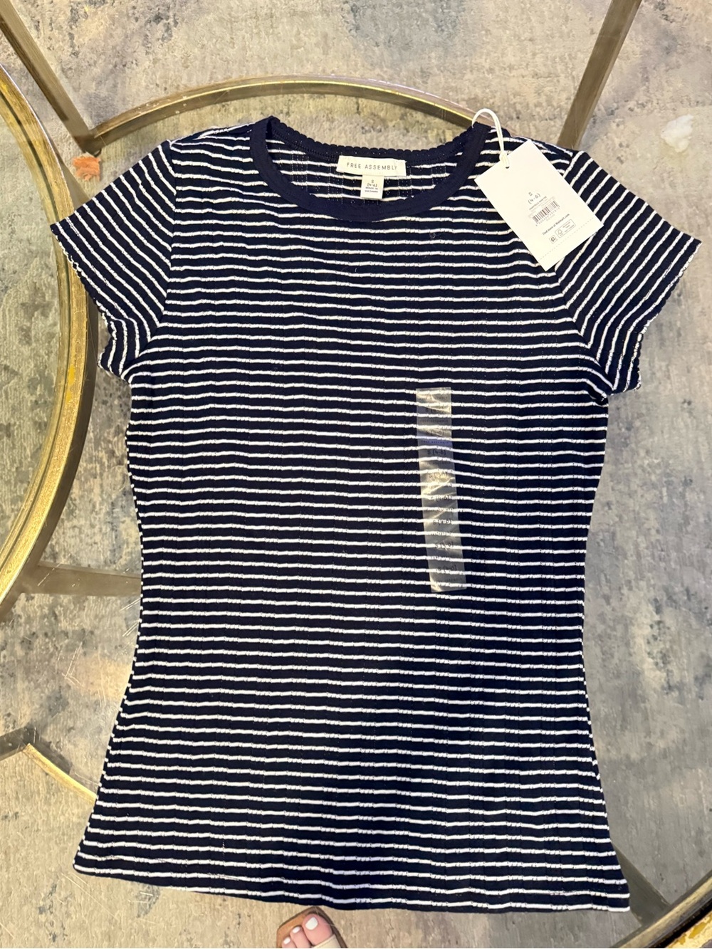 Navy & White Striped Short Sleeve Crew Tee - Aritzia